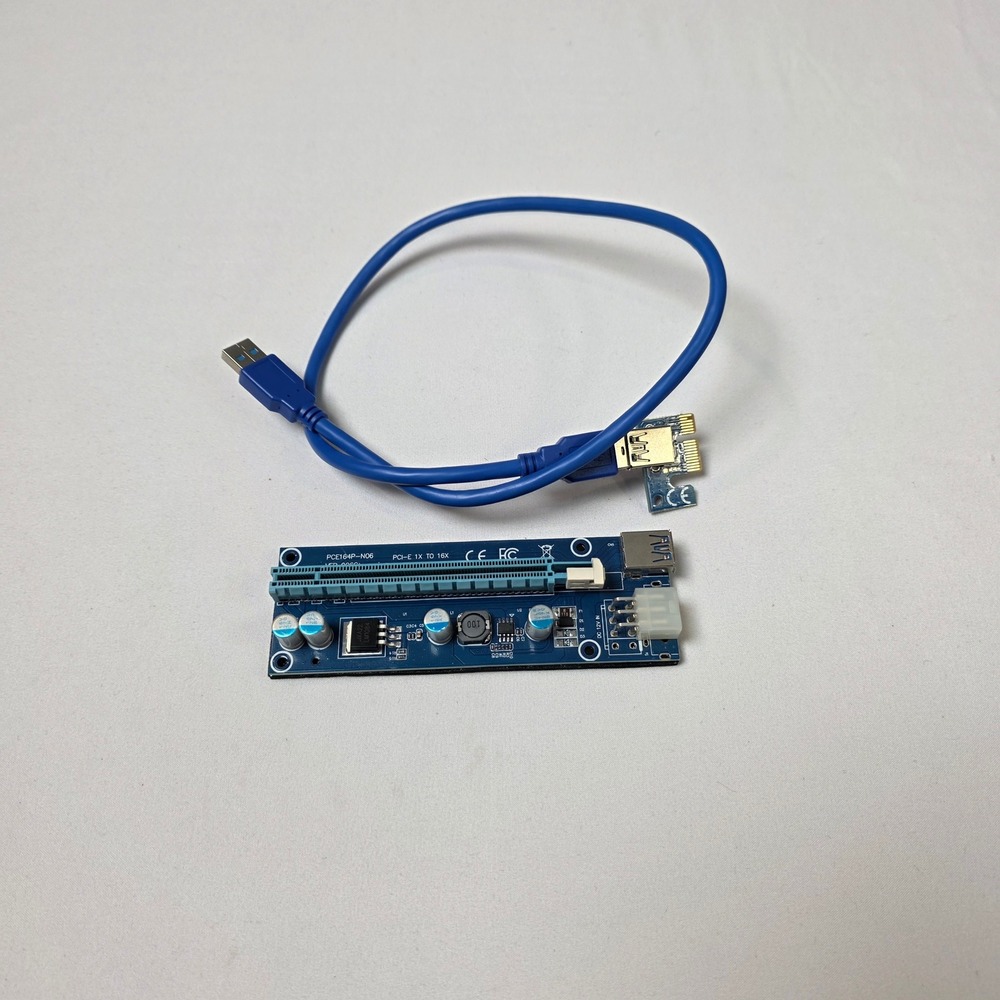 PCI-E Riser Card‎ 164IP-N06 VER 006C 1x to 16x Blue 6-Pin Powered 24in USB 3.0